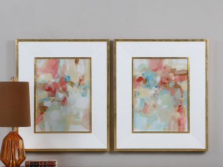 34 H x 28 W A Touch Of Blush And Rosewood Fences Art Set of 2 For Sale