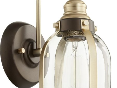 7 W 1-light Wall Mount Light Fixture Aged Brass w  Oiled Bronze Sale