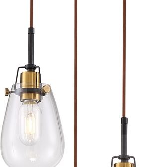 13 W Toleo 3-Light Chandelier Black   Vintage Brass Accents Discount