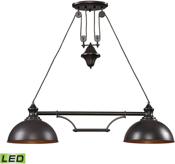 13 W Farmhouse 2-Light LED Island Oiled Bronze For Cheap