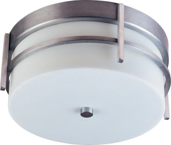 11 W Luna 2-Light Outdoor Ceiling Mount Brushed Metal For Sale