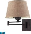 11 W Swingarms 1-Light LED Swingarm Sconce Aged Bronze Tan Shade Online