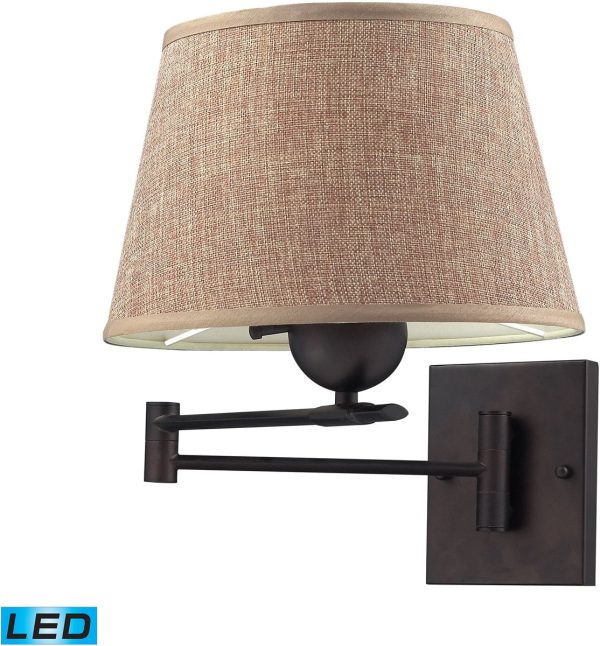 11 W Swingarms 1-Light LED Swingarm Sconce Aged Bronze Tan Shade Online