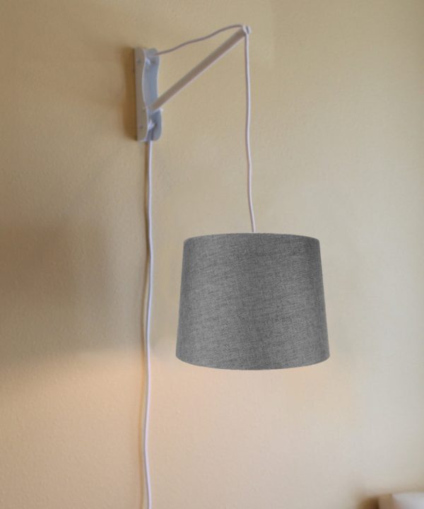 14 W MAST Plug-In Wall Mount Pendant 1 Light White Cord Arm Granite Gray Shade For Sale