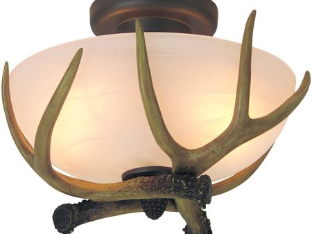 12 W Antler 2-Light Semi Flush European Bronze Sale