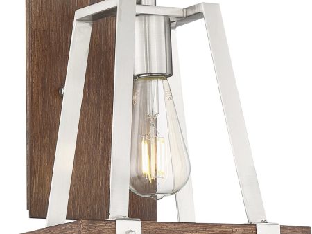 10 W Outrigger 1-Light Vanity & Wall Brushed Nickel   Nutmeg Wood Online Hot Sale