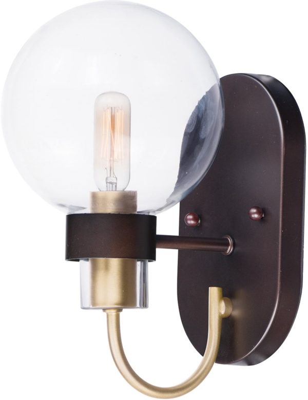 6 W Bauhaus 1-Light Wall Sconce Bronze   Satin Brass Online Hot Sale