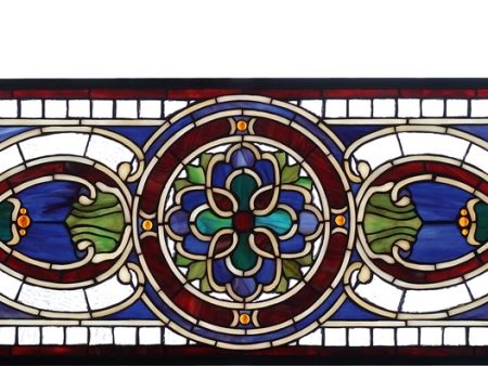 11 H x 35 W Evelyn in Lapis Stained Glass Window on Sale