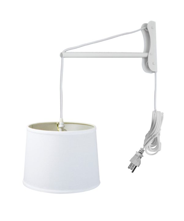 14 W MAST Plug-In Wall Mount Pendant 1 Light White Cord Arm White Shade Fashion