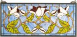 11 H x 25 W Magnolia Stained Glass Window For Sale