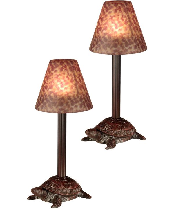 12 Inch H Amber Box Turtle 2-Piece Metal Candle Votive Set Online Sale