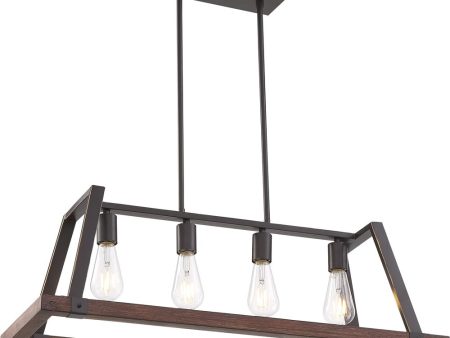 32 W Outrigger 4-Light Pendant Mahogany Bronze   Nutmeg Wood For Cheap