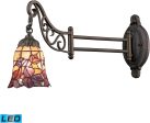 7 W Mix-N-Match 1-Light LED Swingarm Tiffany Bronze Multicolor Glass Online Sale