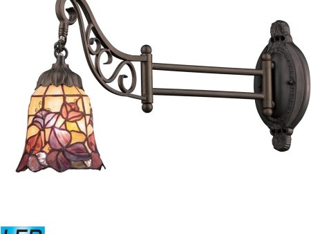 7 W Mix-N-Match 1-Light LED Swingarm Tiffany Bronze Multicolor Glass Online Sale