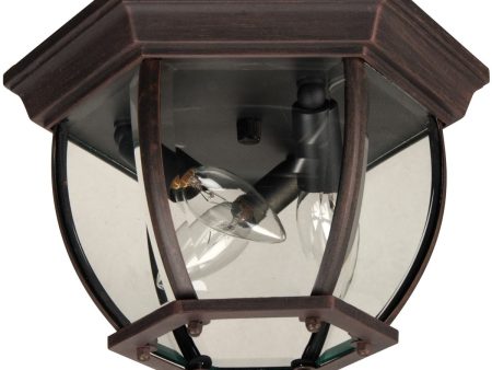 11 W Bent Glass 3-Light Outdoor Flush Mount Rust Online now