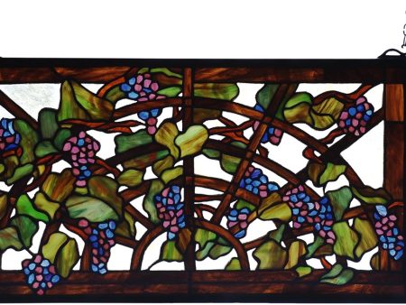 12 H x 22 W Tiffany Grape Arbor Stained Glass Window Online Hot Sale