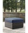 11 H Grasson Lane Ottoman with Cushion Brown Blue Cheap