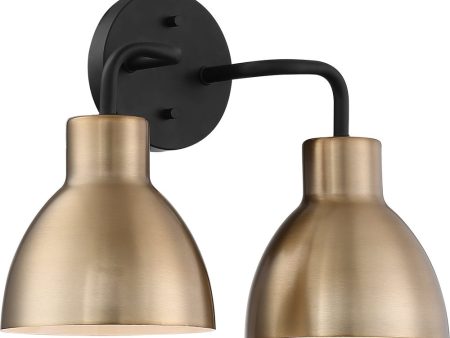 14 W Sloan 2-Light Vanity & Wall Matte Black   Burnished Brass For Cheap