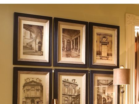 24 H x 19 W Paris Scene Framed Art Set of 6 Cheap