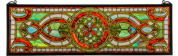 11 H x 35 W Evelyn in Topaz Transom Stained Glass Window Sale