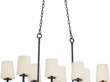 38 W Anvil 8-Light Linear Pendant with Shades Natural Iron Fashion