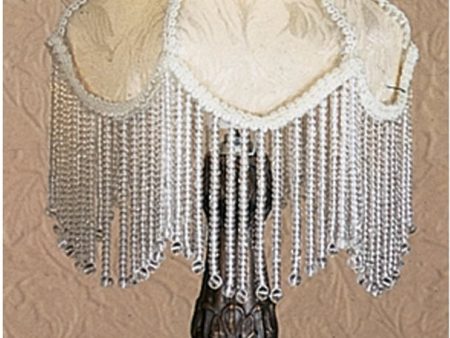 11 H Ivory Fabric with Fringe Mini Lamp Hot on Sale