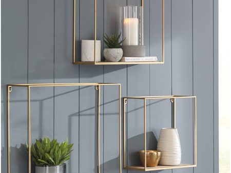 Efharis Wall Shelf Set of 3 Natural Gold on Sale