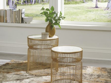 Vernway Accent Table Set of 2 White Gold Online