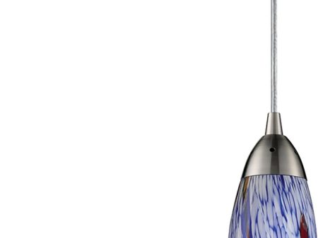 3 W Milan 1-Light LED Pendant Satin Nickel Starlight Blue Glass Online Hot Sale