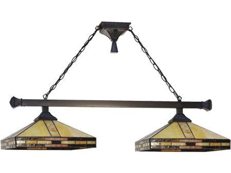 38 Inch W 2-Light Mission Tiffany Island Fixture Online Sale