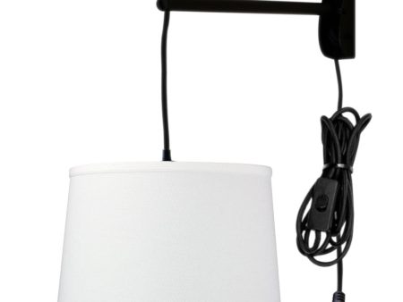 14 W MAST Plug-In Wall Mount Pendant 1 Light Black Cord Arm White Shade Online Hot Sale