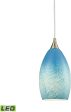 5 W Earth 1-Light LED Pendant Satin Nickel Sky Blue Glass Fashion