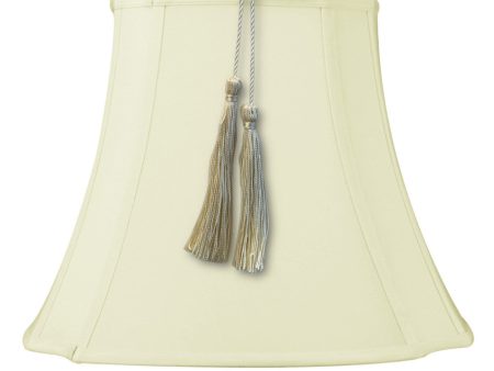 12 W x 12 H French Oval Piped Shantung Lamp Shade Tassel Eggshell For Sale