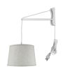 12 W MAST Plug-In Wall Mount Pendant 1 Light White Cord Arm Textured Shallow Drum Shade Sale