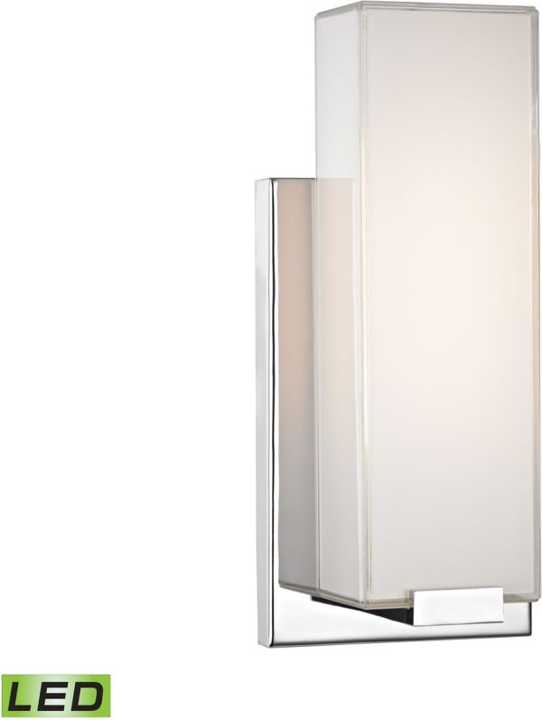 5 W Midtown 1-Light Wall Sconce Chrome Paint White Glass on Sale