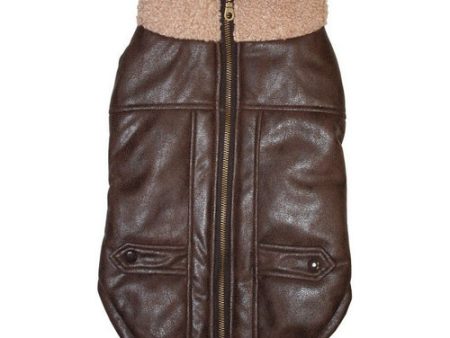 Brown Bomber Dog Jacket Small by Fashion Pet For Cheap