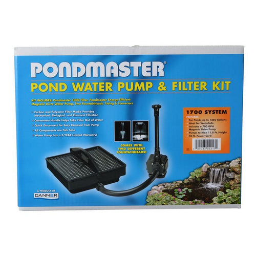 Garden Pond Filter System Kit Model 1700 - 700 GPH (Up to 1,400 Gallons) by Pondmaster Supply