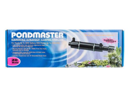 Submersible Ultraviolet Clarifier & Sterilizer 20 Watts - 1,800 GPH (3,000 Gallons - 1  Inlet Outlet) by Pondmaster Hot on Sale