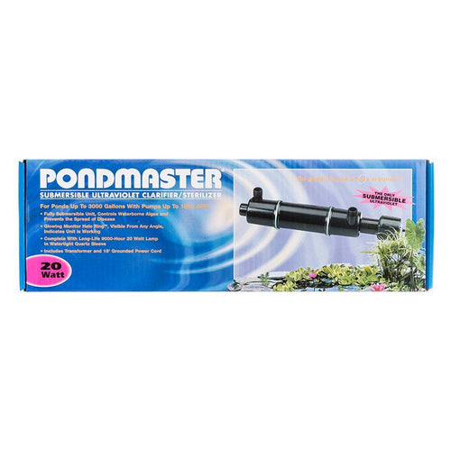 Submersible Ultraviolet Clarifier & Sterilizer 20 Watts - 1,800 GPH (3,000 Gallons - 1  Inlet Outlet) by Pondmaster Hot on Sale